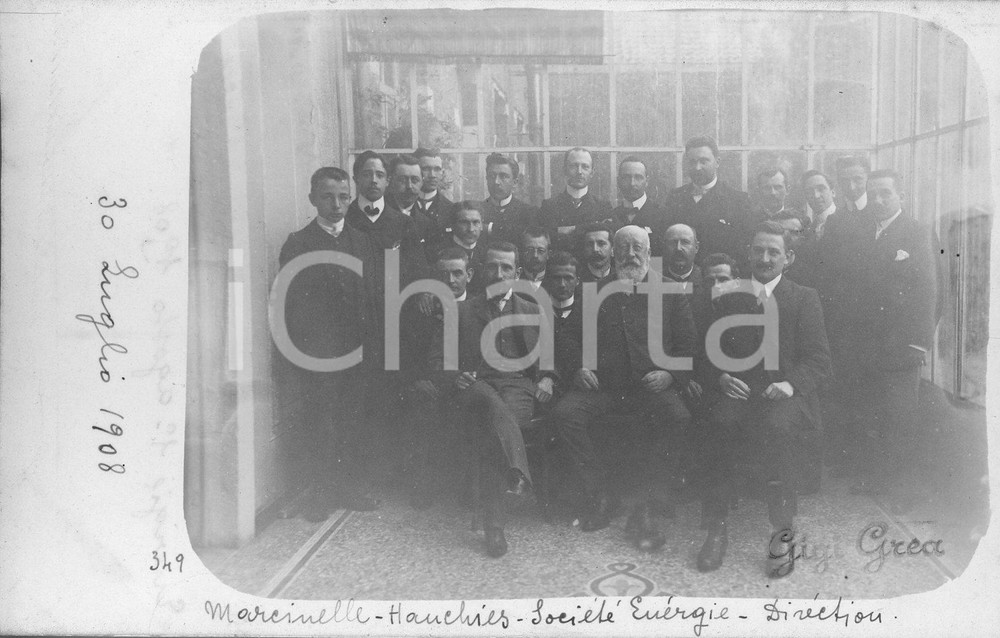 1908 MARCINELLE HAUCHIES Societé Energie *La direzione al completo*Fotocartolina
