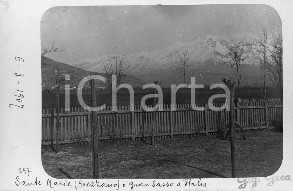 1907 AVEZZANO Veduta del Gran Sasso dalla località Sante Marie *Fotocartolina