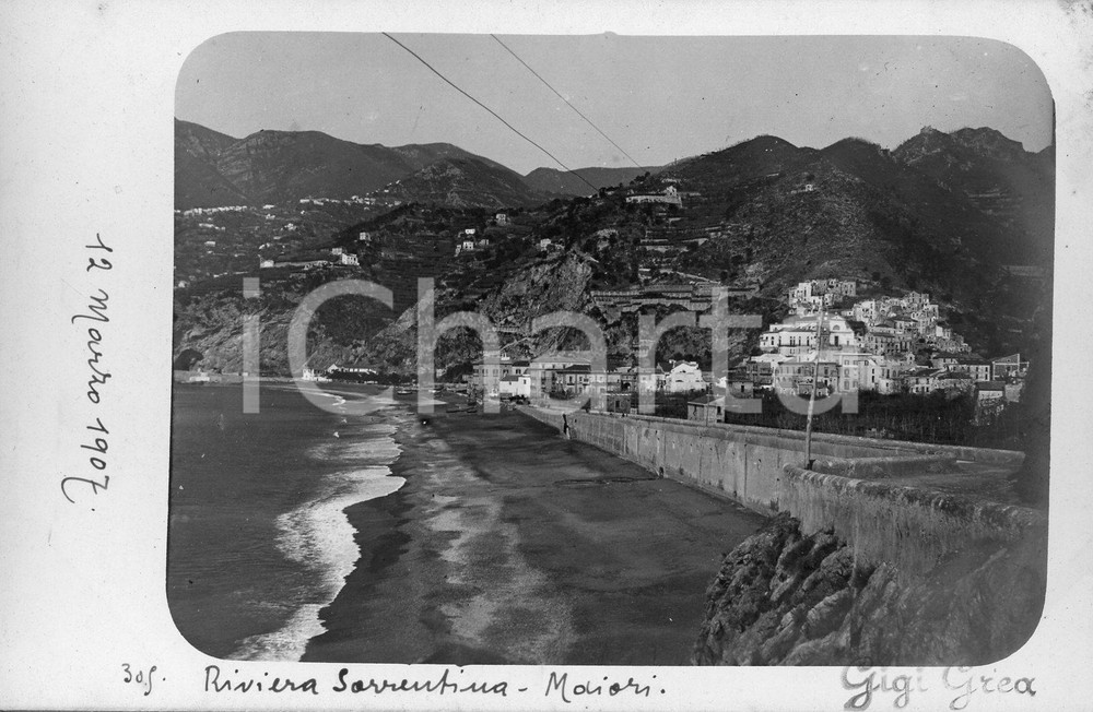 1907 MAIORI (Sorrento) Veduta panoramica dalla spiaggia *Fotocartolina RARA