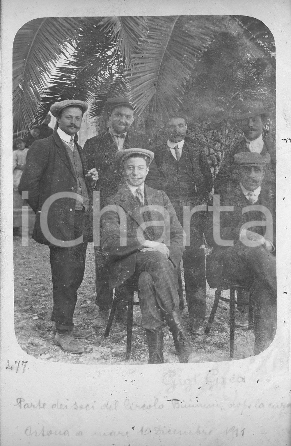 Fotografia d epoca originale 1911 ORTONA Alcuni soci del Circolo Bruumm Fotocartolina curiosa 1