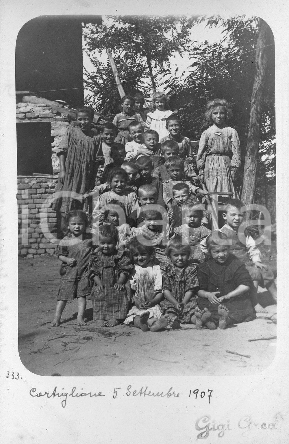 1907 CORTIGLIONE (AT) Piramide di bambini *Fotocartolina autentica