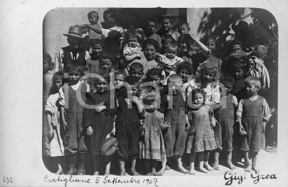 1907 CORTIGLIONE (AT) Adunata di bambini *Fotocartolina autentica
