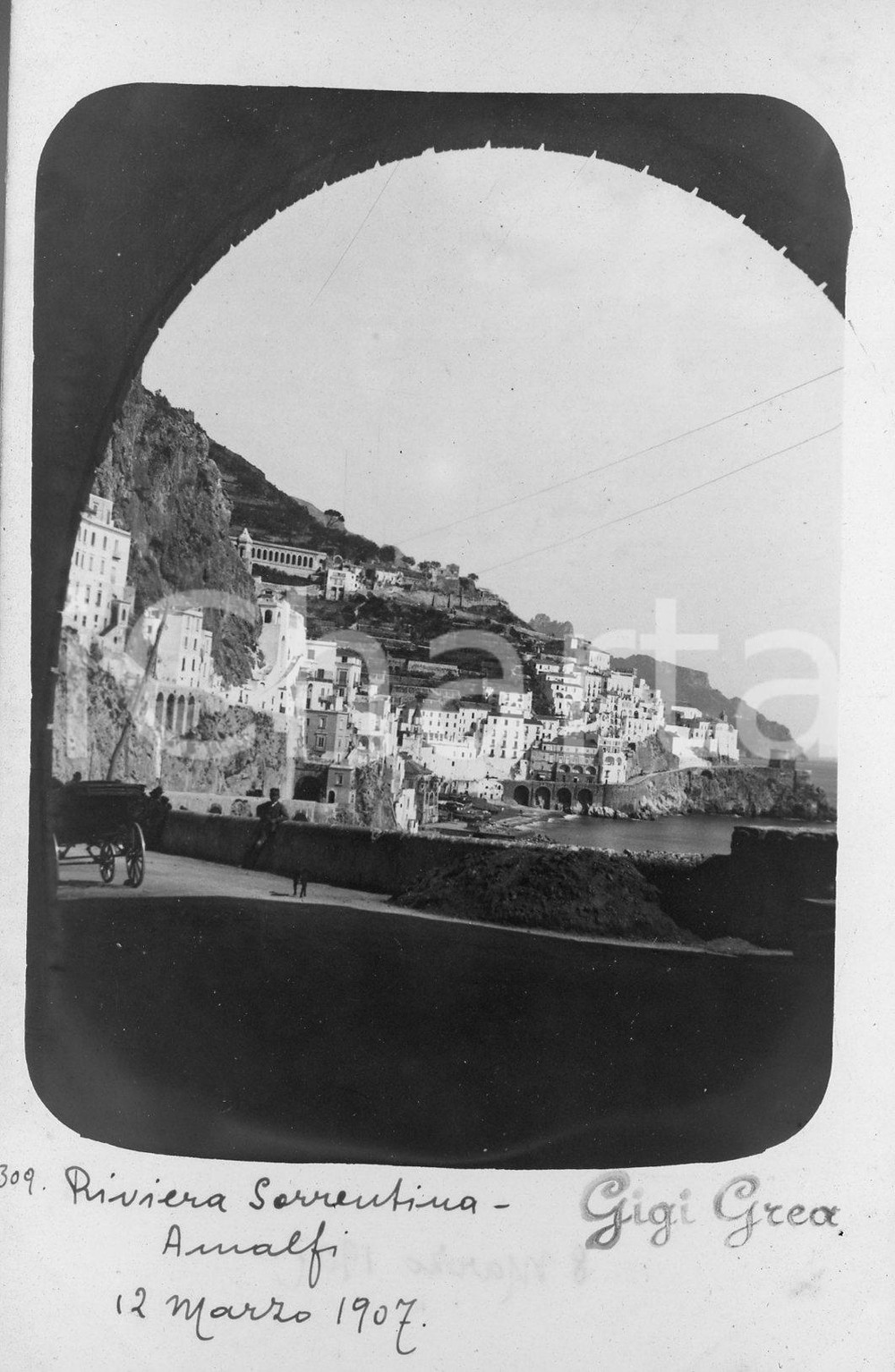 1907 RIVIERA SORRENTINA Veduta di AMALFI animata *Fotocartolina