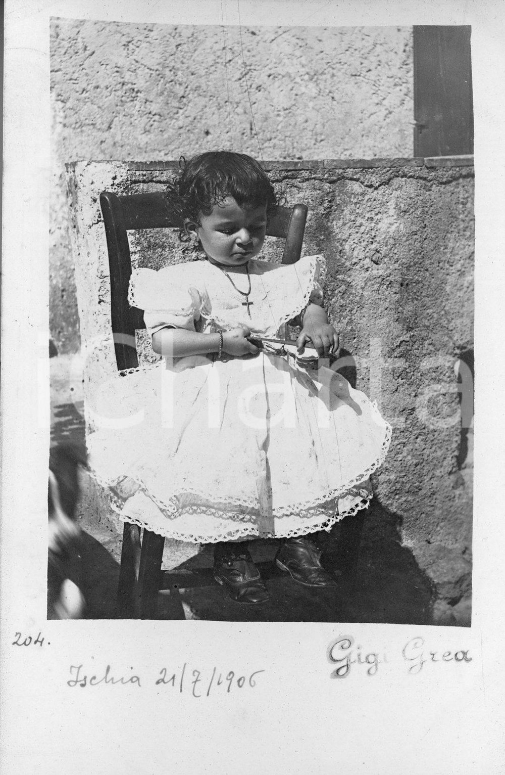 1906 ISCHIA Ritratto di bambina con ventaglio *Fotocartolina