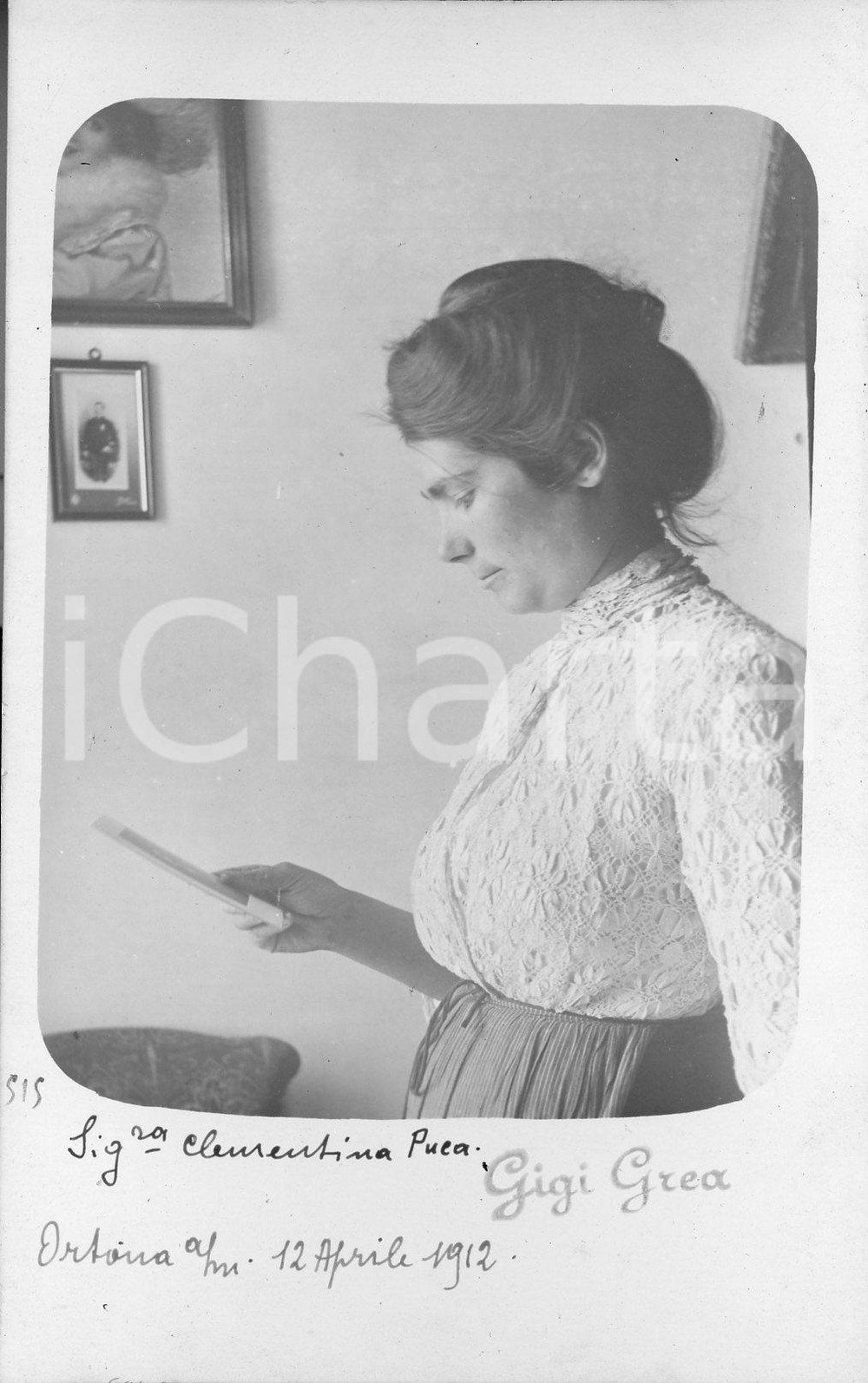 1912 ORTONA Ritratto della signorina CLEMENTINA PUCA *Fotocartolina