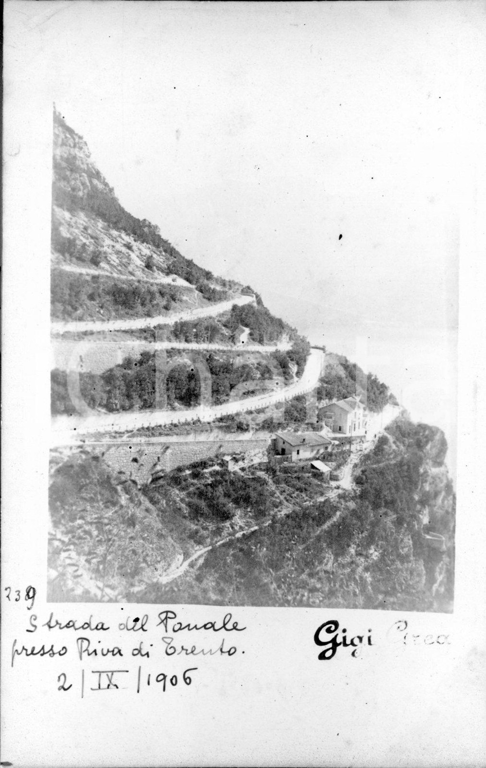 Fotografia d epoca originale 1906 STRADA DEL PONALE presso RIVA DI TRENTO Fotocartolina 1