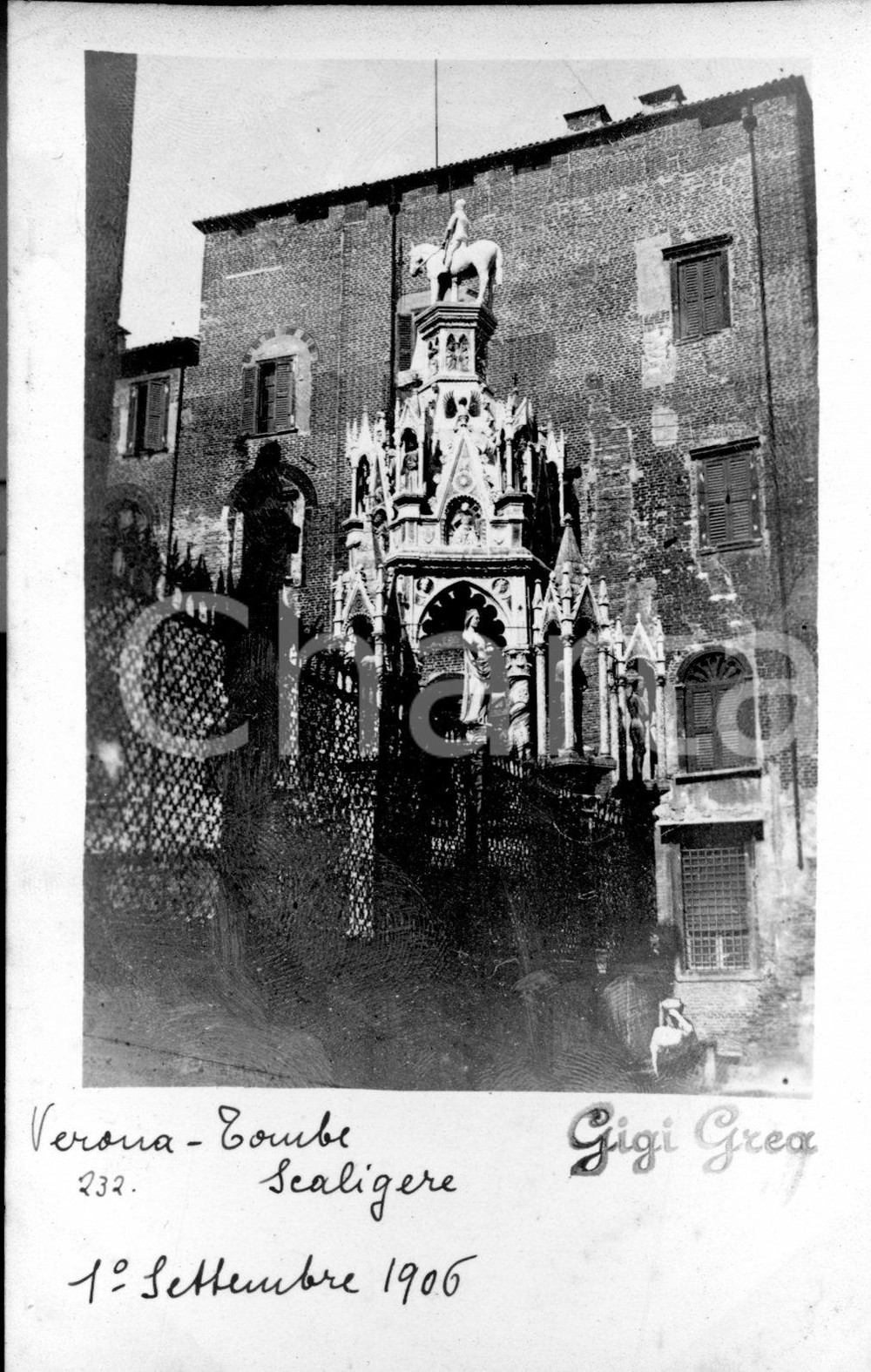 Fotografia d epoca originale 1906 VERONA Arche scaligere Fotocartolina 1