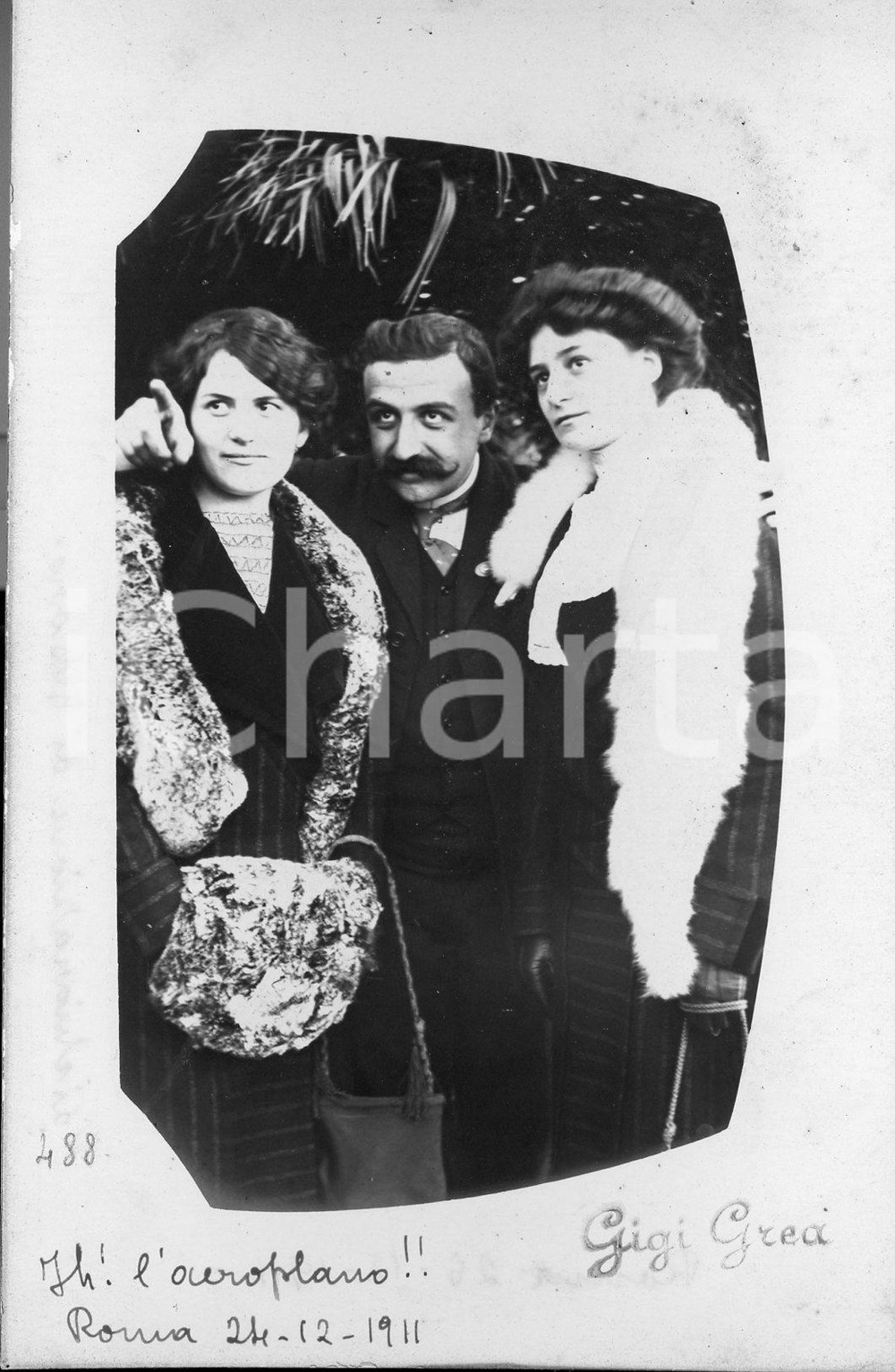 Fotografia d epoca originale 1911 ROMA Fotocartolina artistica autentica  Corteggiamento: Hi! L aeroplano 1