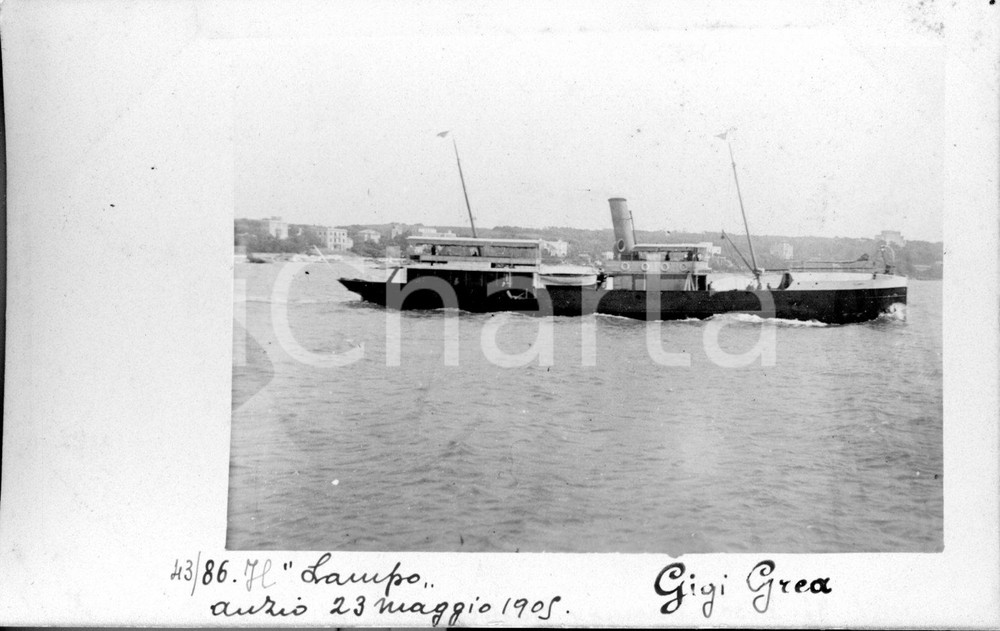 Fotografia d epoca originale 1905 Il LAMPO ad ANZIO Fotocartolina autentica 1