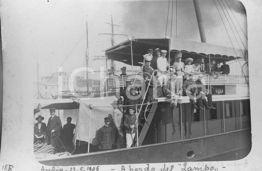 Fotografia d epoca originale 1906 ANZIO A bordo del Lampo  Foto autentica 1