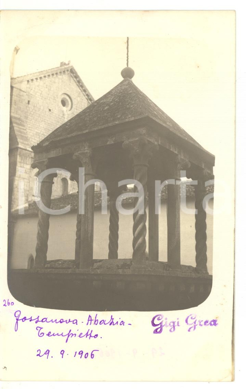 Fotografia d epoca originale 1906 PRIVERNO LT Tempietto dell abbazia di FOSSANOVA Fotocartolina 1