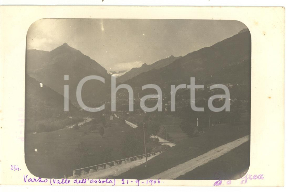 Fotografia d epoca originale 1906 VARZO VB Veduta panoramica del paese Fotocartolina 1