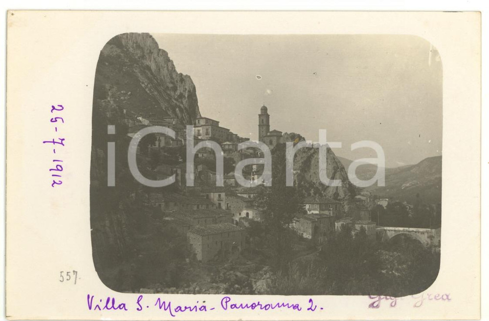 Fotografia d epoca originale 1912 VILLA SANTA MARIA CH Veduta panoramica Fotocartolina 1