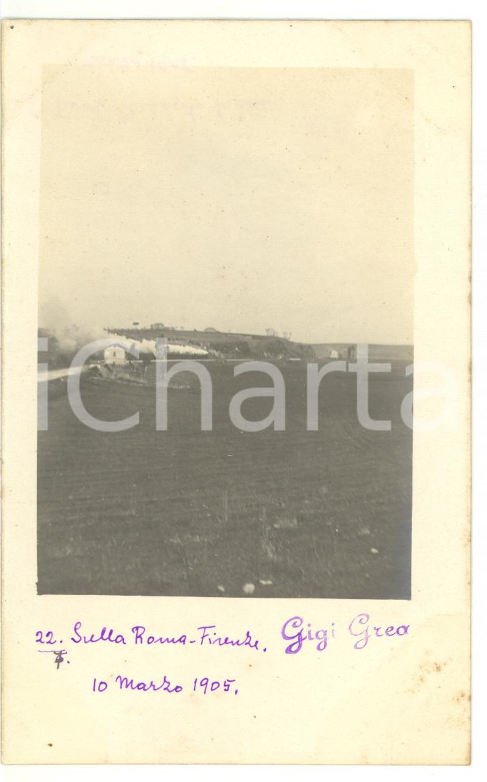 1905 Treno in transito sulla ferrovia ROMA-FIRENZE *Fotocartolina 