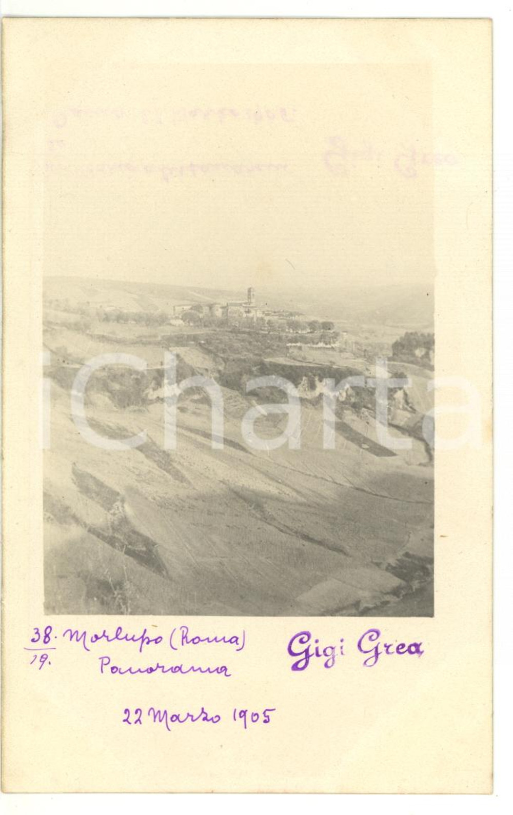 Fotografia d epoca originale 1905 MORLUPO ROMA Veduta panoramica Fotocartolina 1