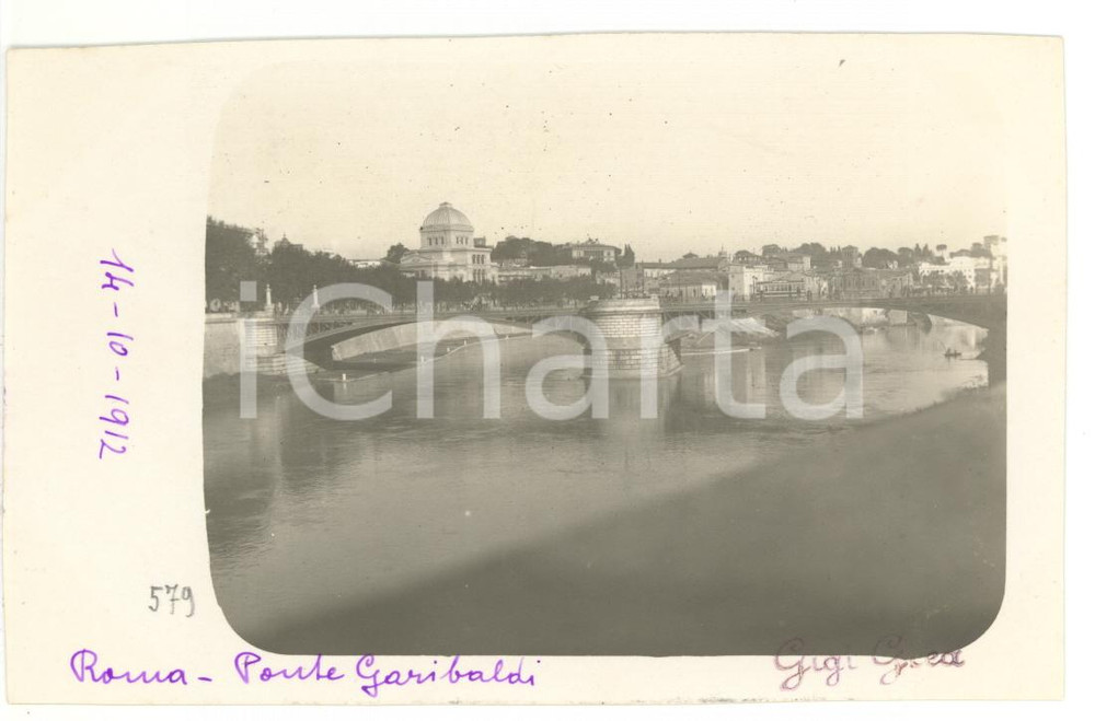 1912 ROMA Ponte Garibaldi - Veduta panoramica *Fotocartolina 
