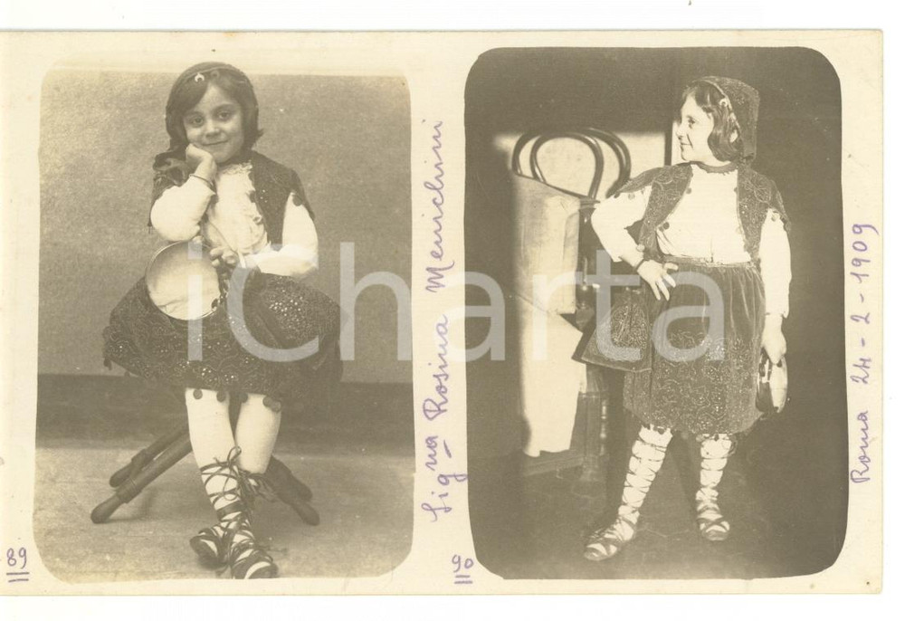 1909 ROMA Ritratto di Rosina MENICHINI in abito ricamato *Fotocartolina VINTAGE