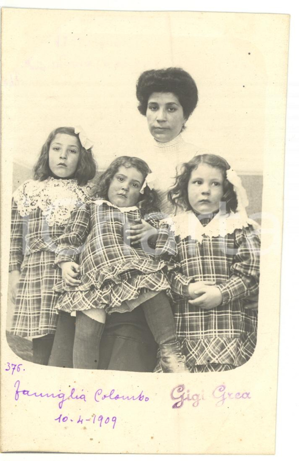 1909 ROMA (?) Ritratto al femminile - Famiglia COLOMBO *Fotocartolina VINTAGE
