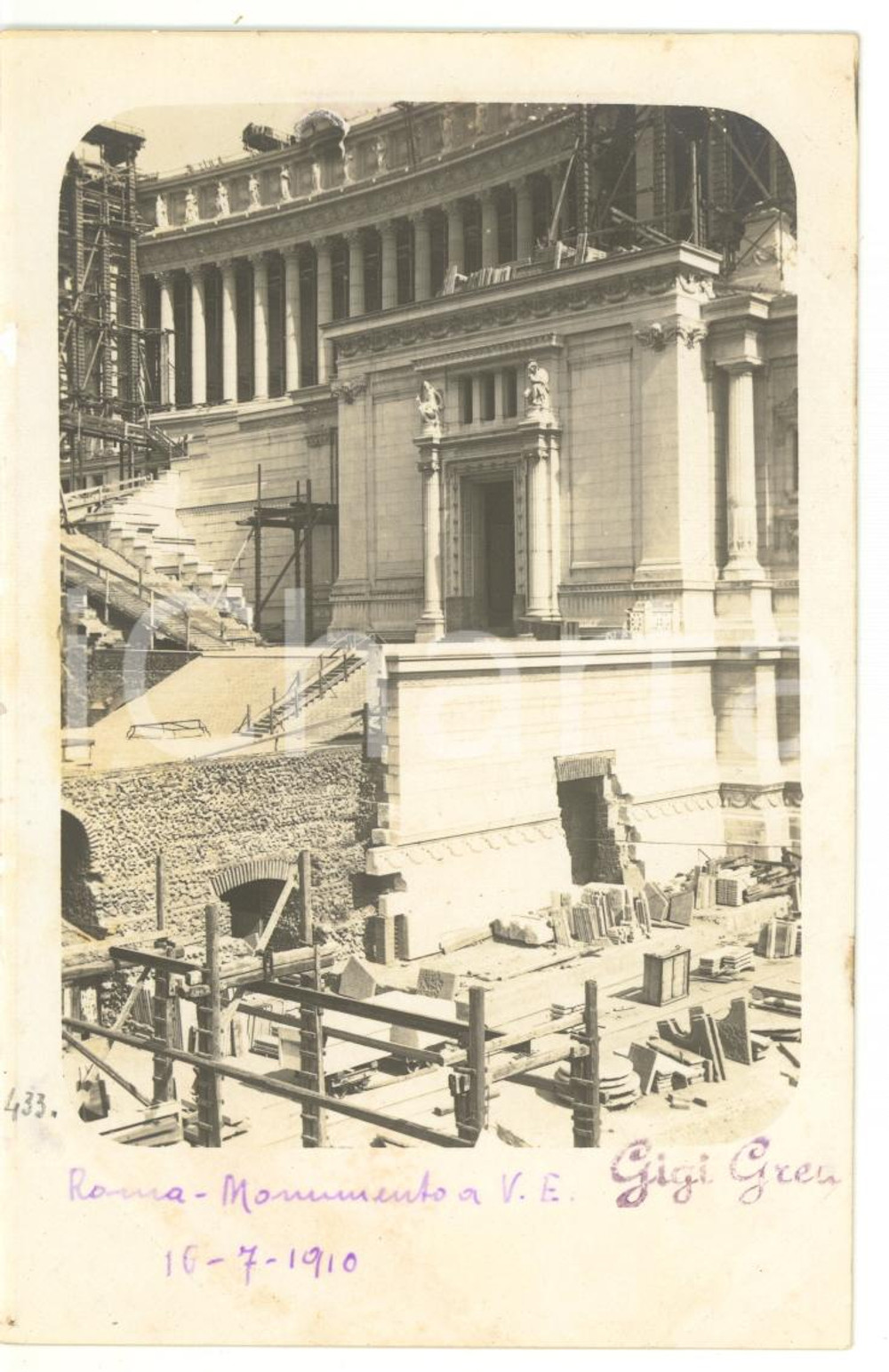 1910 ROMA Monumento a Vittorio Emanuele in costruzione *Fotocartolina VINTAGE