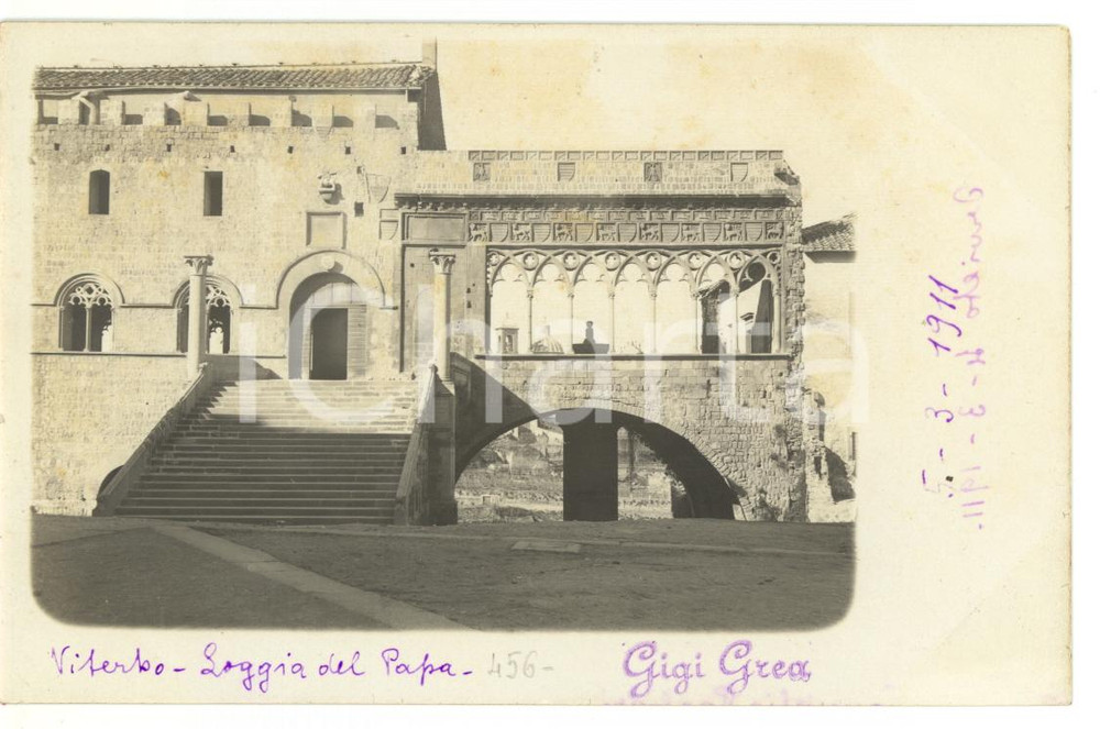 1911 VITERBO Palazzo dei Papi - Veduta della Loggia *Fotocartolina VINTAGE
