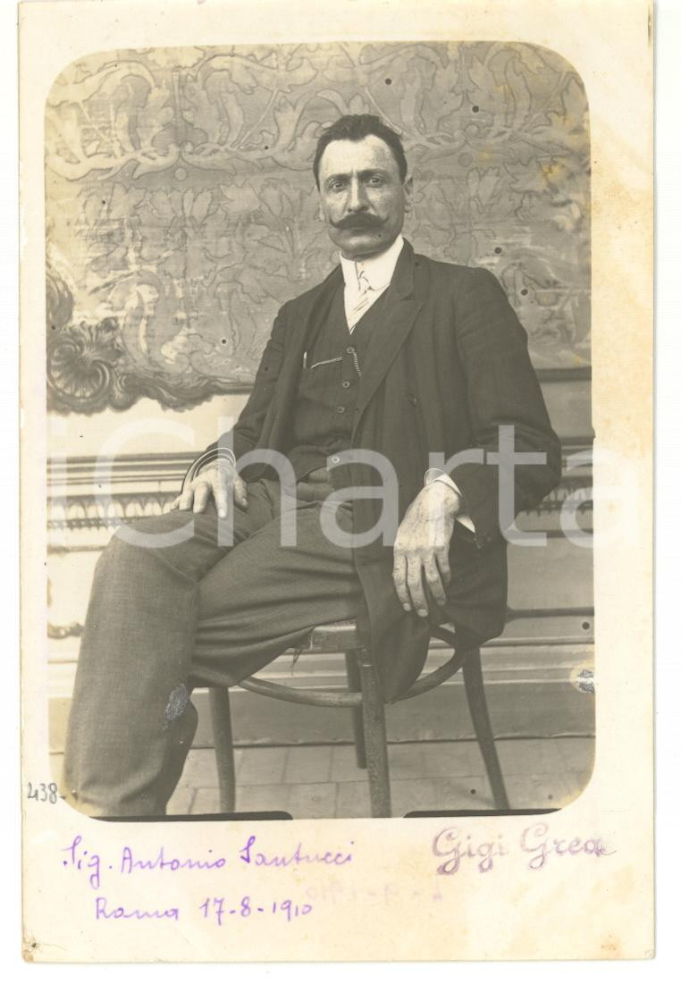Fotografia d epoca originale 1910 ROMA Ritratto di Antonio SANTUCCI in abito elegante Fotocartolina 1
