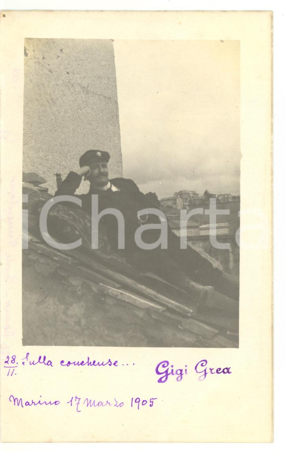 1905 MARINO LAZIALE (ROMA) Ferroviere a riposo *Fotocartolina