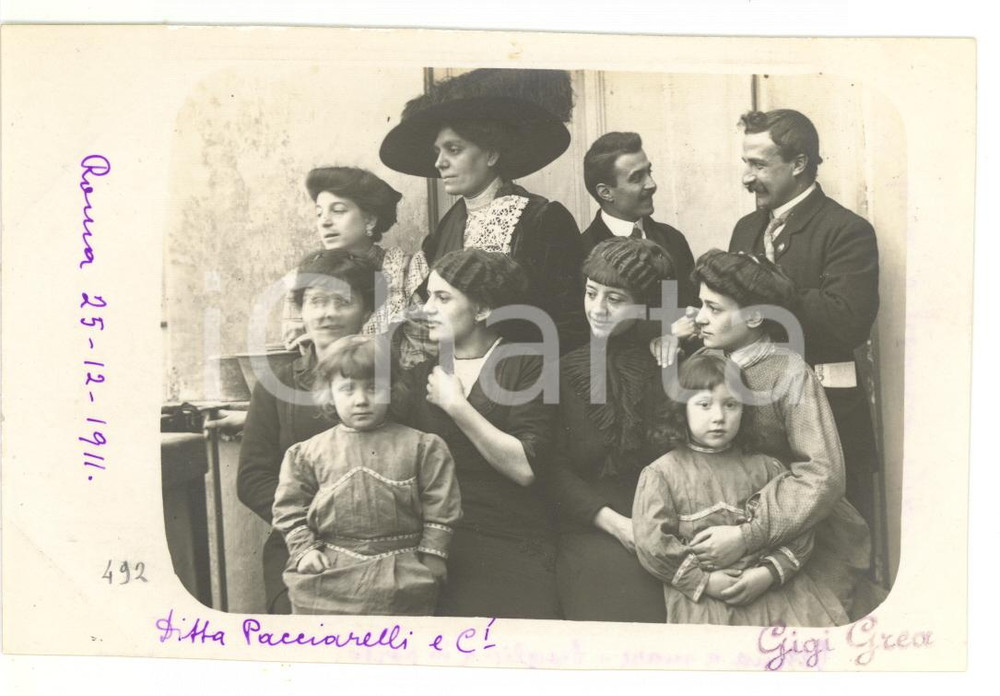 1911 ROMA Ritratto famiglia PACCIARELLI - Fotocartolina ARTISTICA