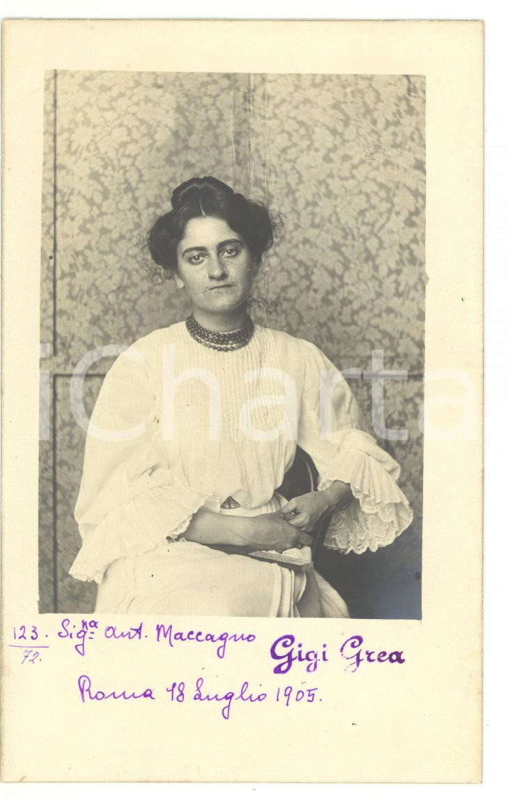 1905 ROMA Ritratto della signorina MACCAGNO con acconciatura raccolta 