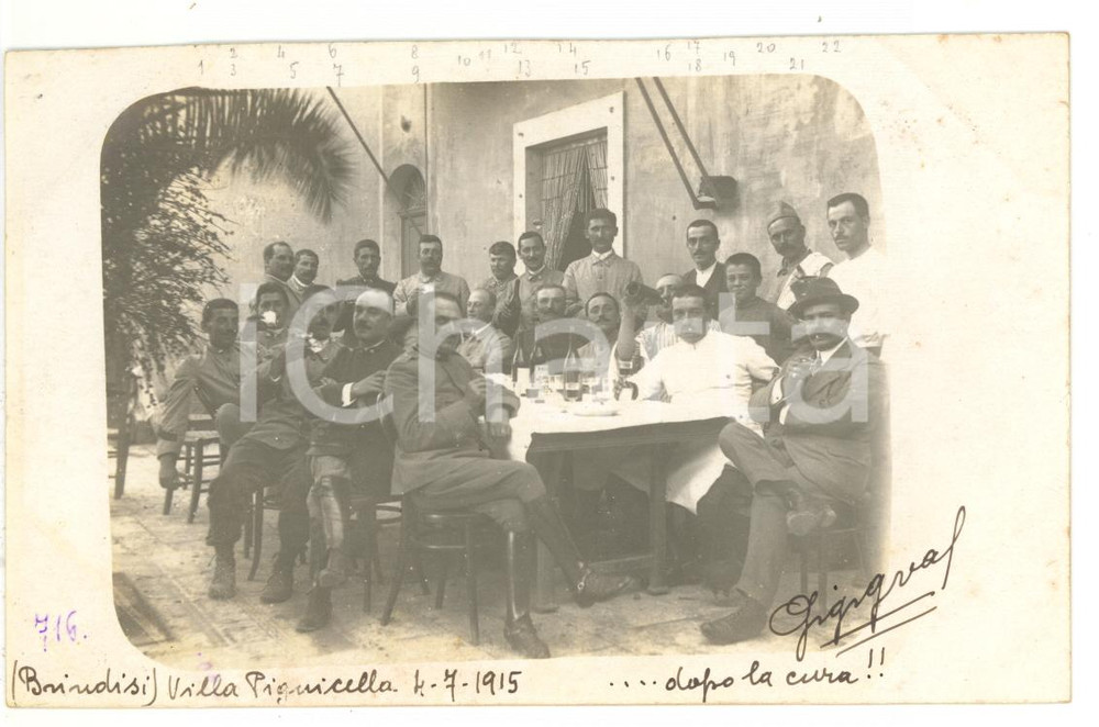 1915 BRINDISI Villa Pignicedda - Pranzo Compagnia GENIO MILIZIA TERRITORIALE