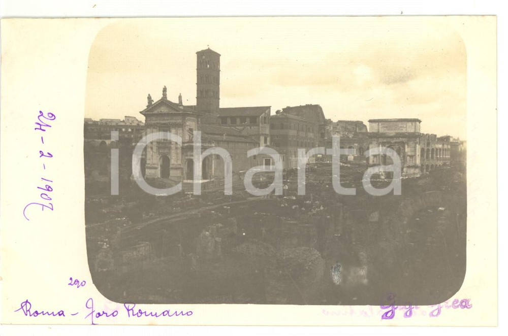1907 ROMA Foro Romano - Veduta Basilica di Santa Francesca Romana *Fotocartolina