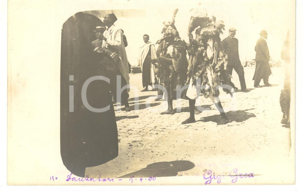 1906 TUNISI Danzatori in abiti tradizionali - Fotocartolina ARTISTICA