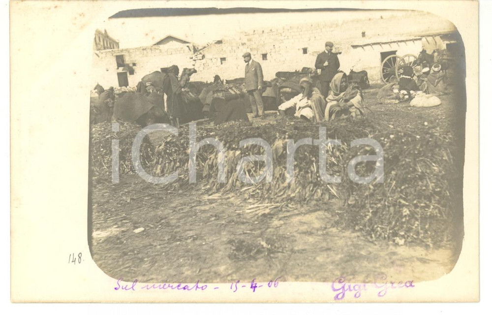 1906 TUNISI Tradizionale mercato di beduini *Fotocartolina ARTISTICA