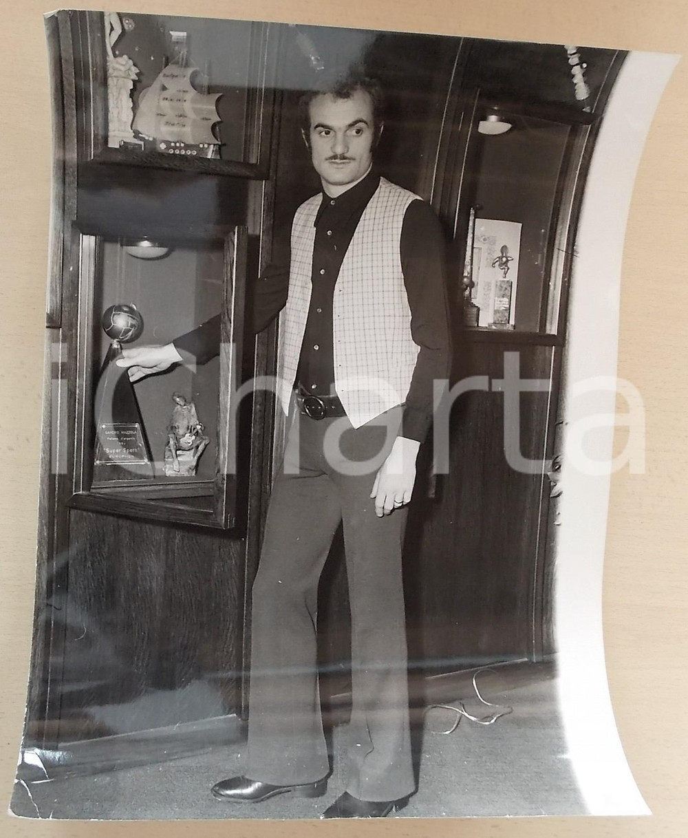 1970 ca COSTUME ITALIA Ritratto del calciatore Sandro MAZZOLA *Foto 30x40 cm