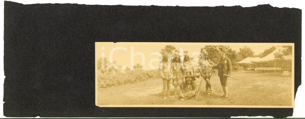 1890 ca USA Fiera in costume storico - Scena con indiani e colono *Foto RARA