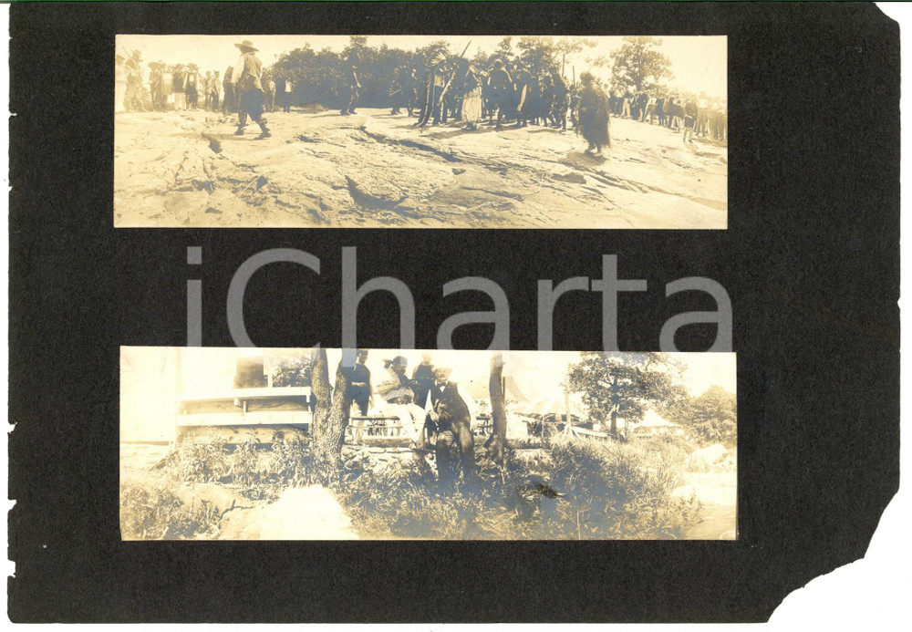1890 ca USA Fiera in costume storico - Scene con indiani e pirati - 2 Foto RARE