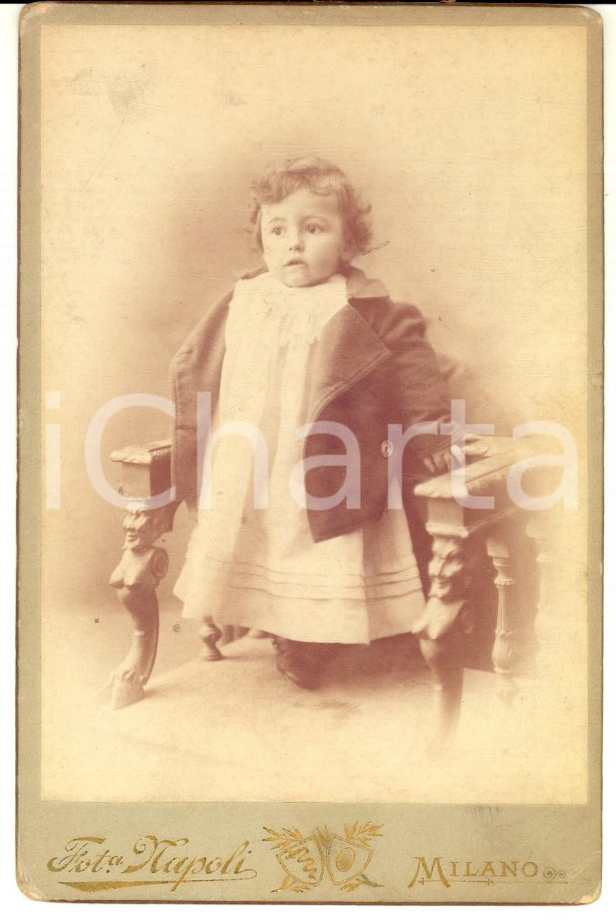 1900 ca MILANO Ritratto del piccolo Alcide CAMPESTRINI *Foto NAPOLI 12x16 cm
