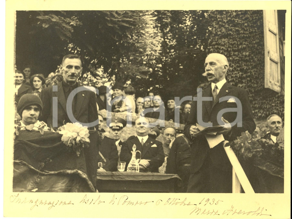 1935 POMARO MONFERRATO - Autorità all'inaugurazione dell'asilo - Foto 23x17 cm