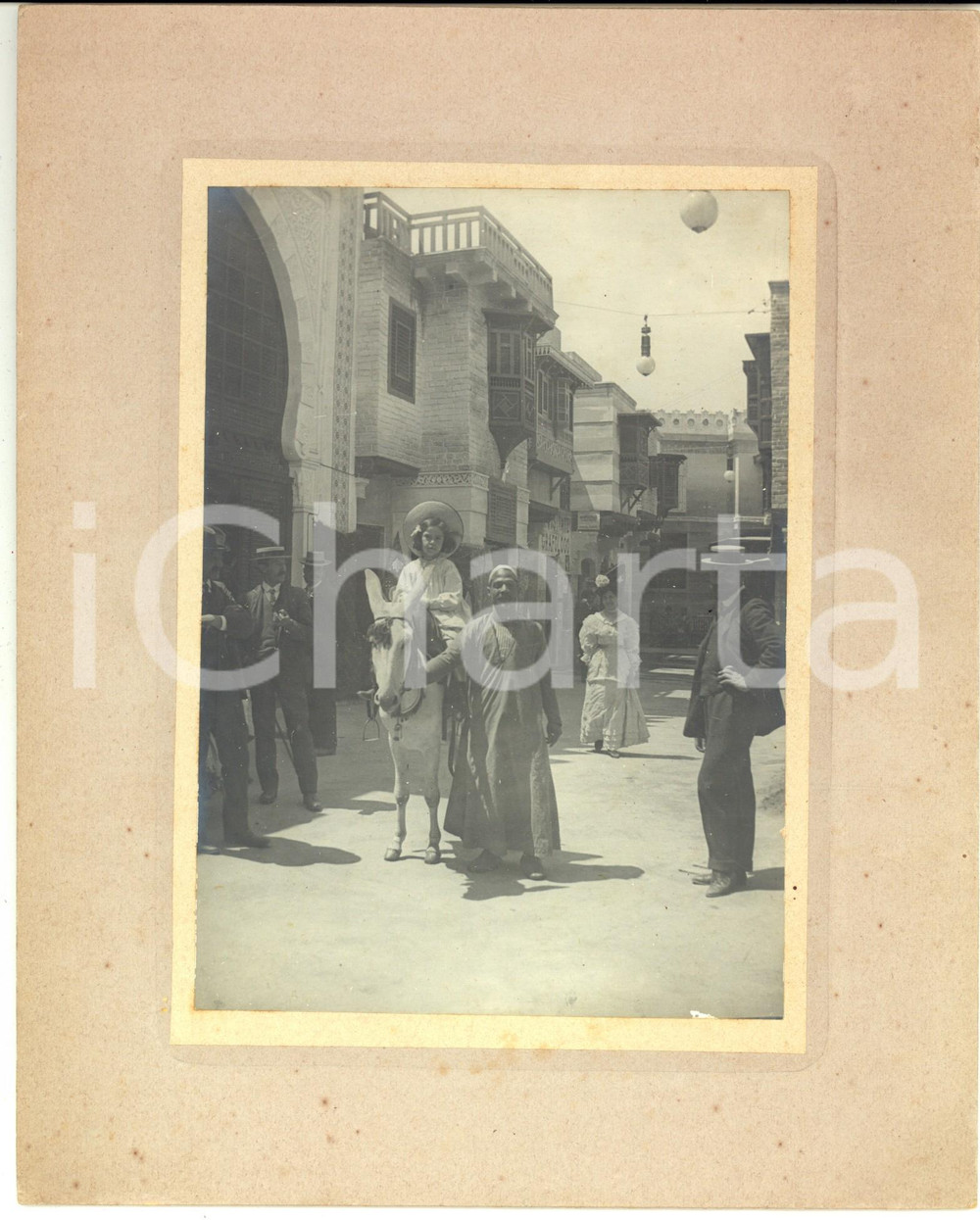 1906 EXPO MILANO Via del Cairo - Bambina in posa con asinello *Foto RARA 20x25