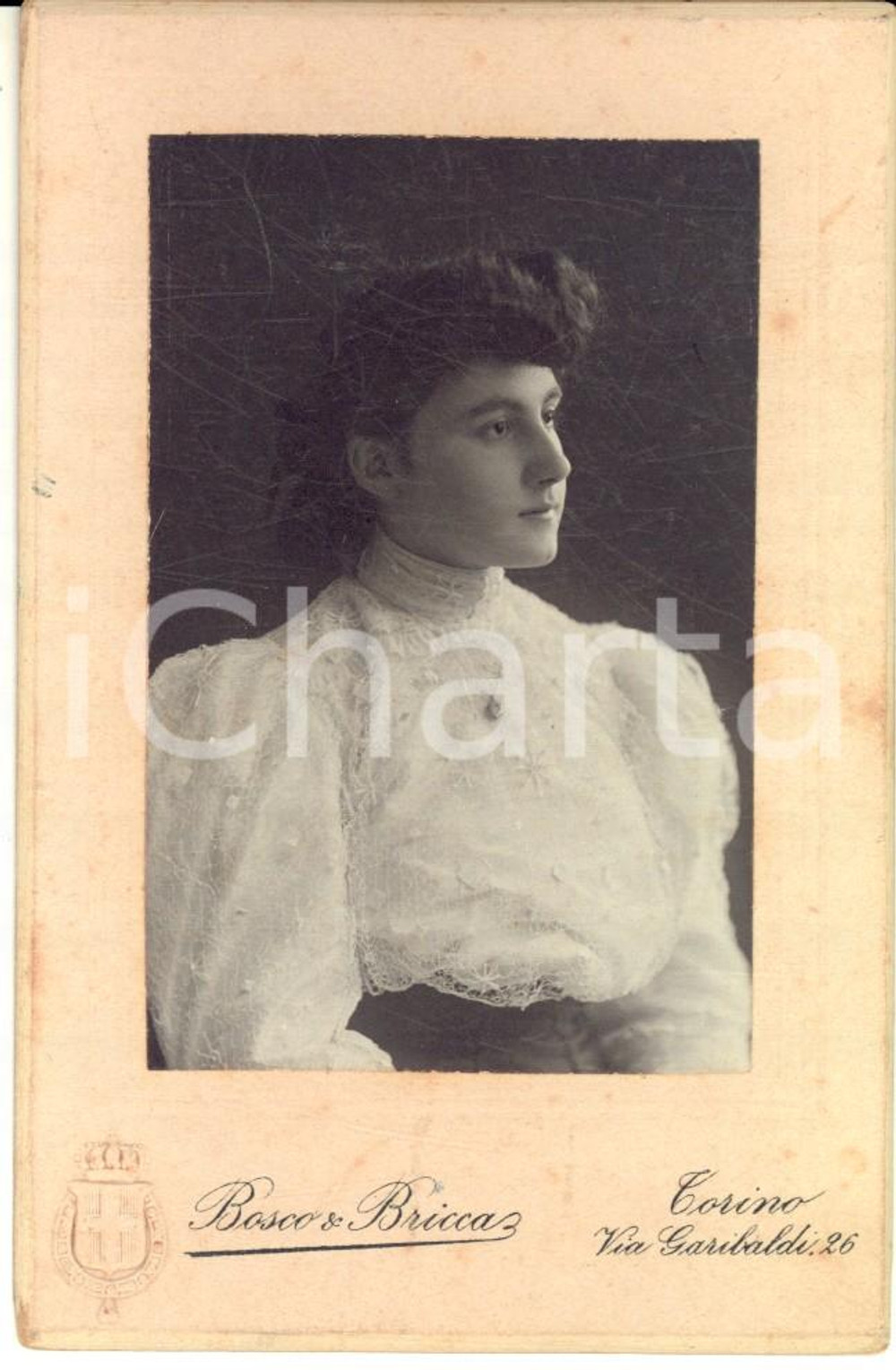 1907 TORINO Ritratto di Camilla BRACCIO con dedica - Foto BOSCO & BRICCA 8x12 cm