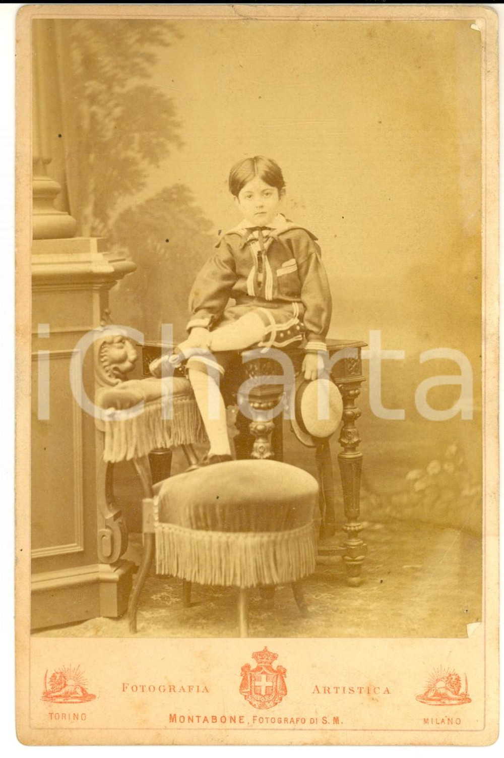 1880 ca MILANO Ritratto di bambino in abito da marinaretto *Foto MONTABONE 
