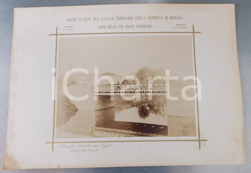 Fotografia d epoca originale 1910 ca BONIFICA DI BURANA  Nuovo Ponte MIZZANA  Foto ANIMATA RARA 49x35 cm 1