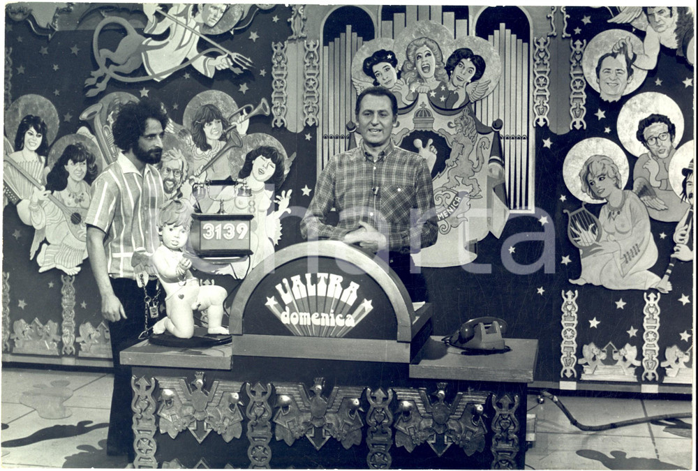 Fotografia d epoca originale 1976 TELEVISIONE RAI 2 L altra domenica Renzo ARBORE Andy LUOTTO Foto 30x20 1