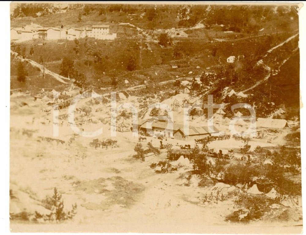 Fotografia d epoca originale 1916 WW1 ZONA DI GUERRA Veduta aerea accampamento italiano Foto 11x8 cm 1
