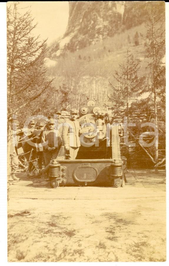 Fotografia d epoca originale 1916 WW1 ZONA DI GUERRA Ufficiali presso postazione di tiro Foto 7x12 cm 1