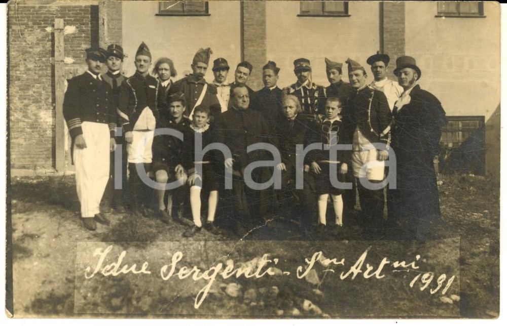 1931 ITALIA I due sergenti - Sezione Artiglieri - Foto COSTUME CURIOSA 14x9 cm