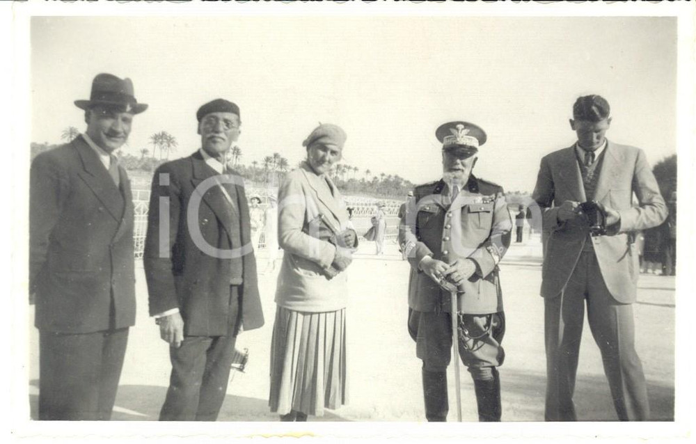 Fotografia d epoca originale 1934 TRIPOLI Ippodromo della Busetta  Gen. Arnaldo DE STROBEL Emma COMPESTRINI 1