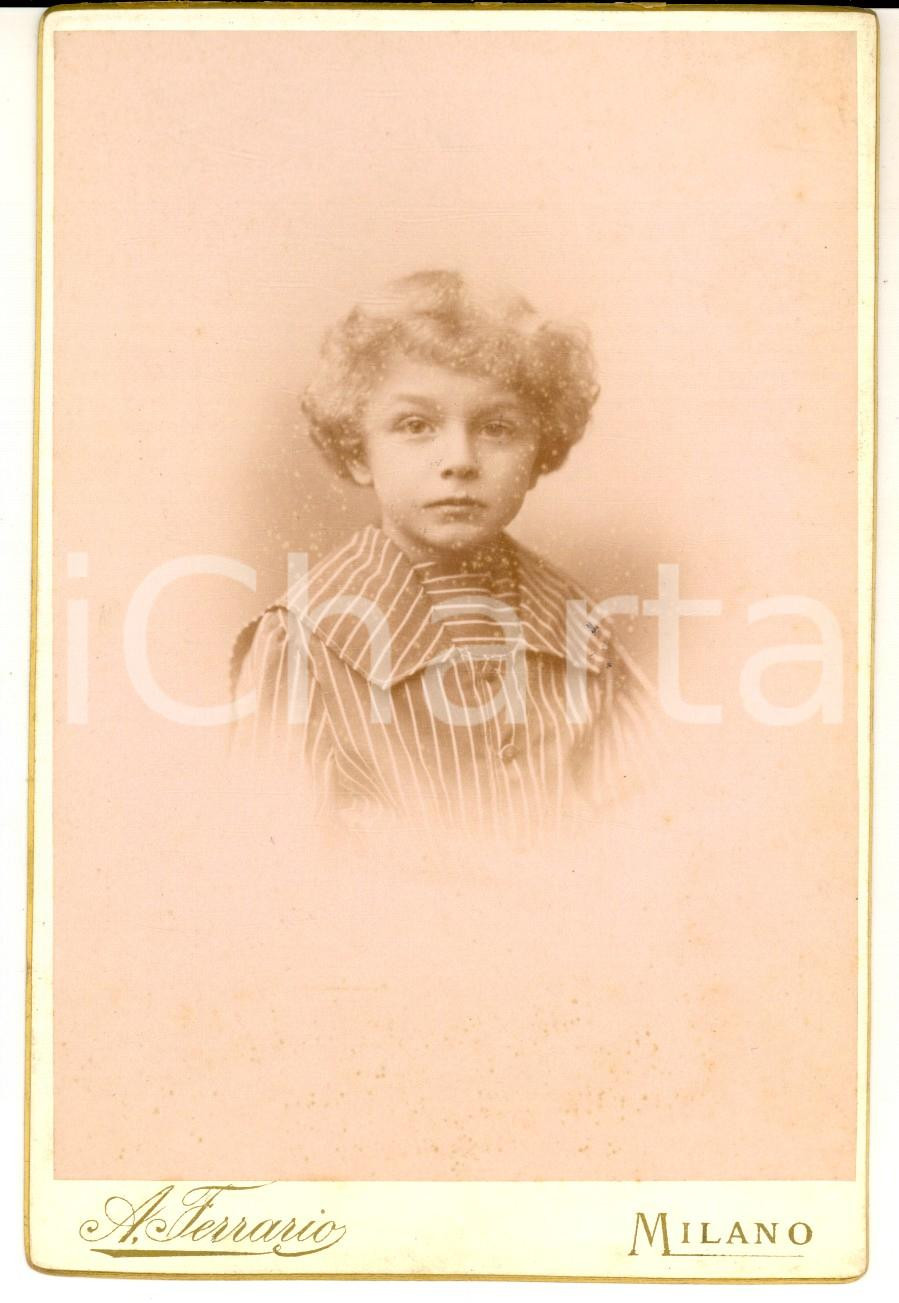 Fotografia d epoca originale 1910 ca MILANO Ritratto di Carla GUZZI bambina Foto Achille FERRARIO 10x16 1