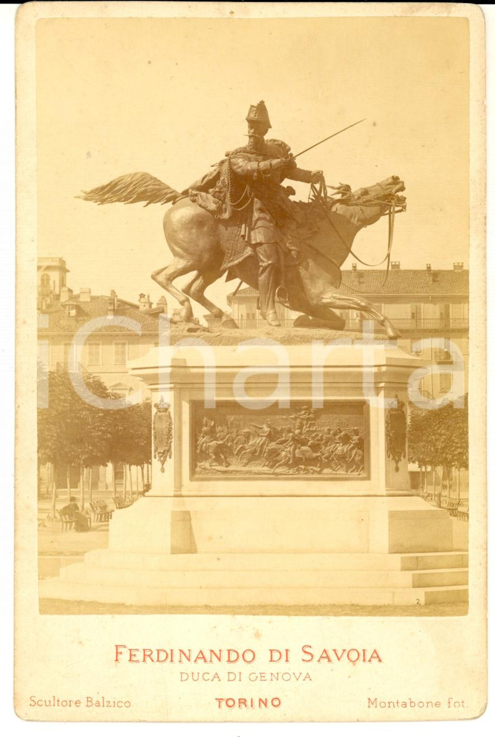 1877 TORINO Piazza Solferino - Monumento a Ferdinando di Savoia *Foto MONTABONE