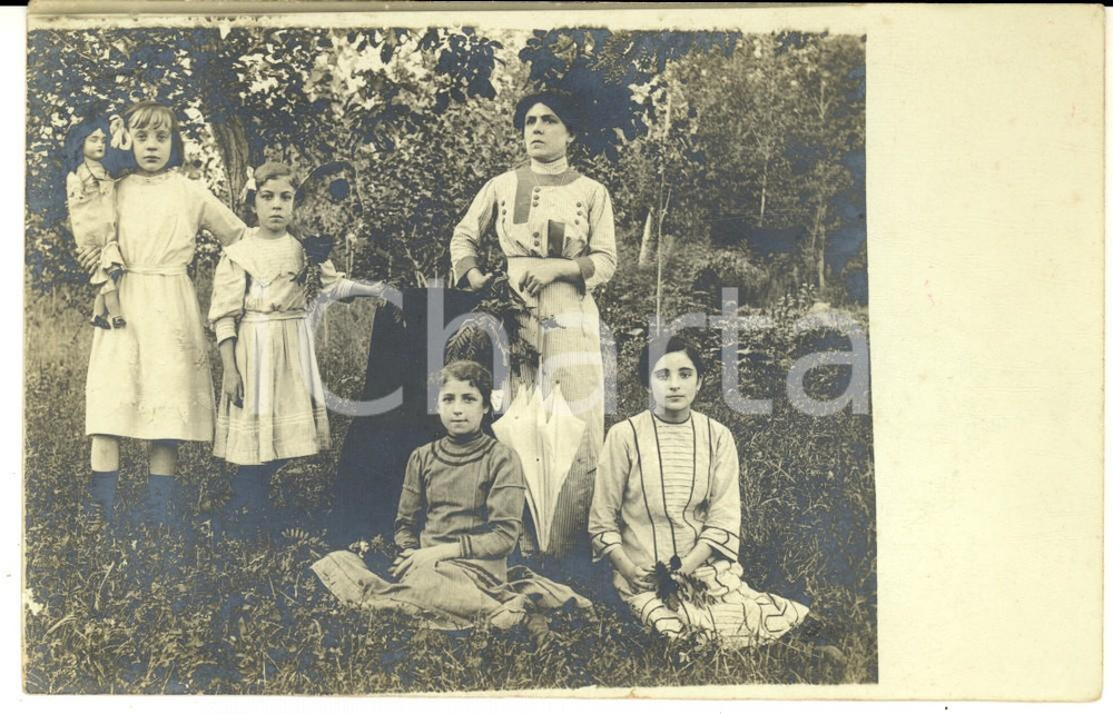 1910 ca MELARA Ritratto di madre con le figlie in giardino - Foto VINTAGE
