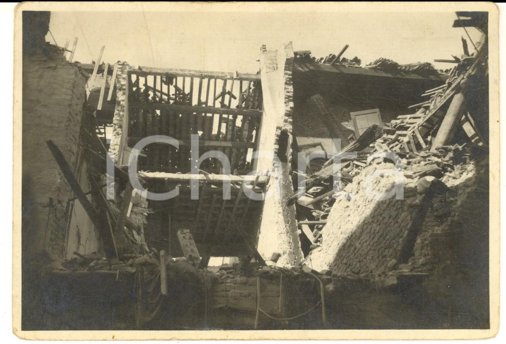 1916 WW1 ZONA DI GUERRA Veduta di una palazzina distrutta - Foto 13x9 cm